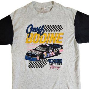 DS VINTAGE GEOFF BODINE L T-SHIRT NASCAR WINSTON CUP CHECKED GRAPHIC 1990 90'S